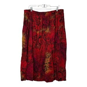 A Personal Touch Vtg Womens Size 40 Red Black Abstract Print Maxi Skirt Rayon 1X